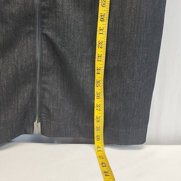 CALVIN KLEIN Size 14 Zip Front Sheath Dress  POCKETS! Sleeveless Career Grey S2 - Picture 3 of 6